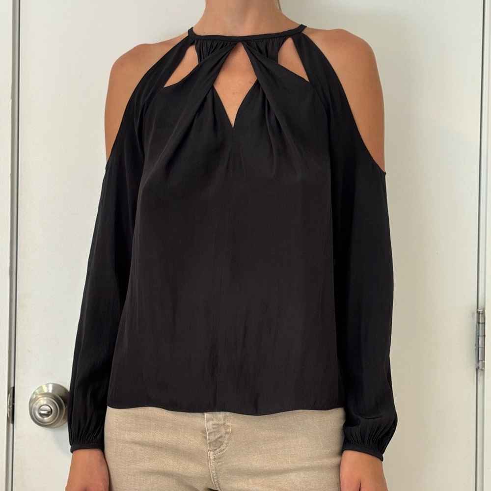 RAMY BROOK Amanda Cold-Shoulder Black Top size XS